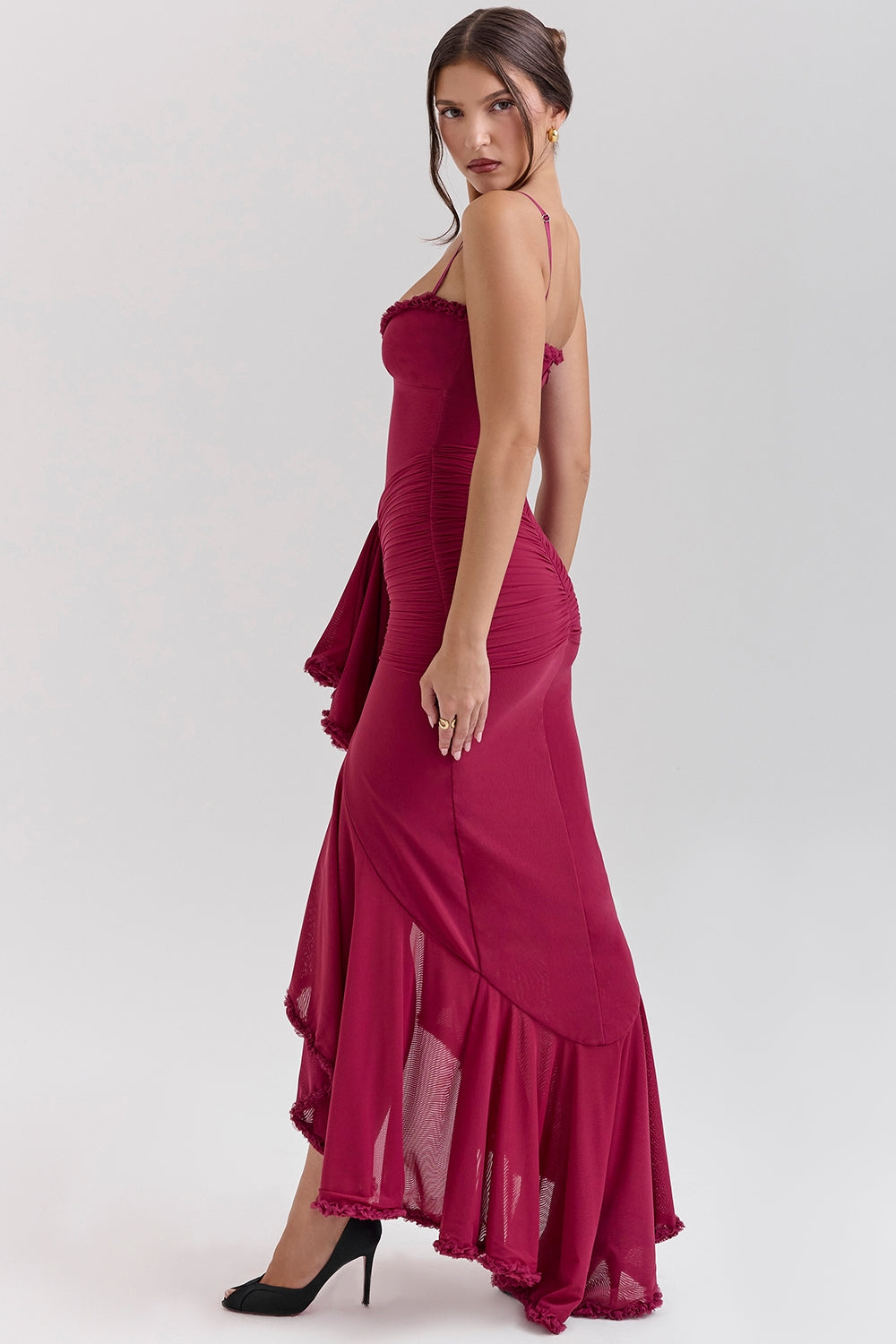 Marisse – Ruffled Mesh Maxi Dress