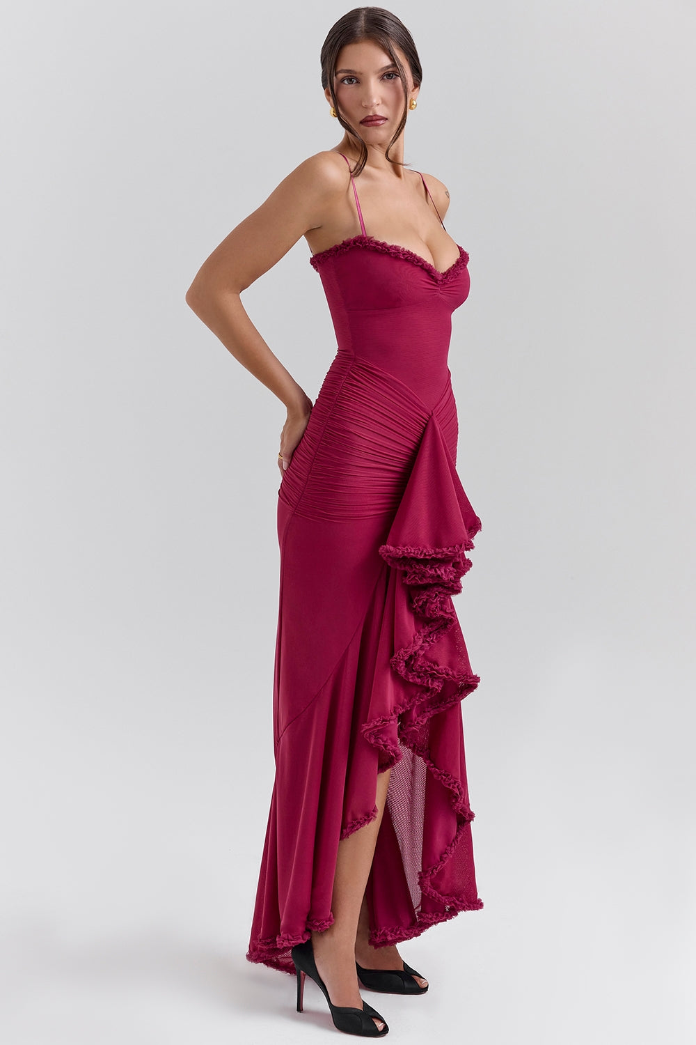 Marisse – Ruffled Mesh Maxi Dress