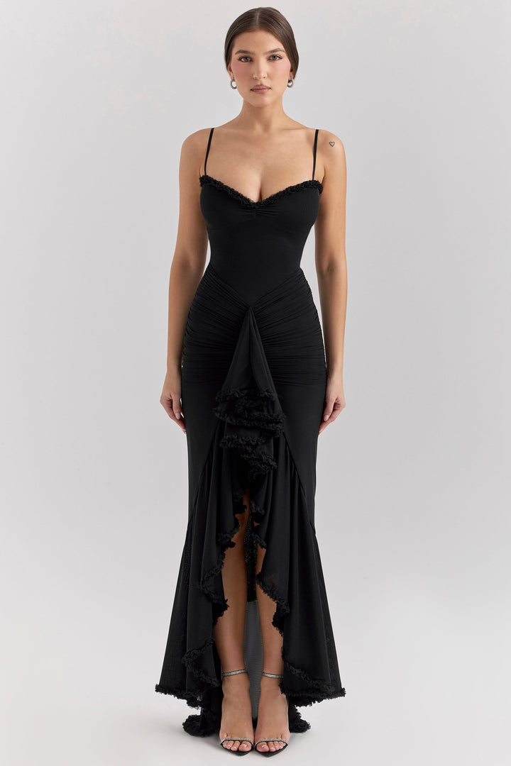 Marisse – Ruffled Mesh Maxi Dress