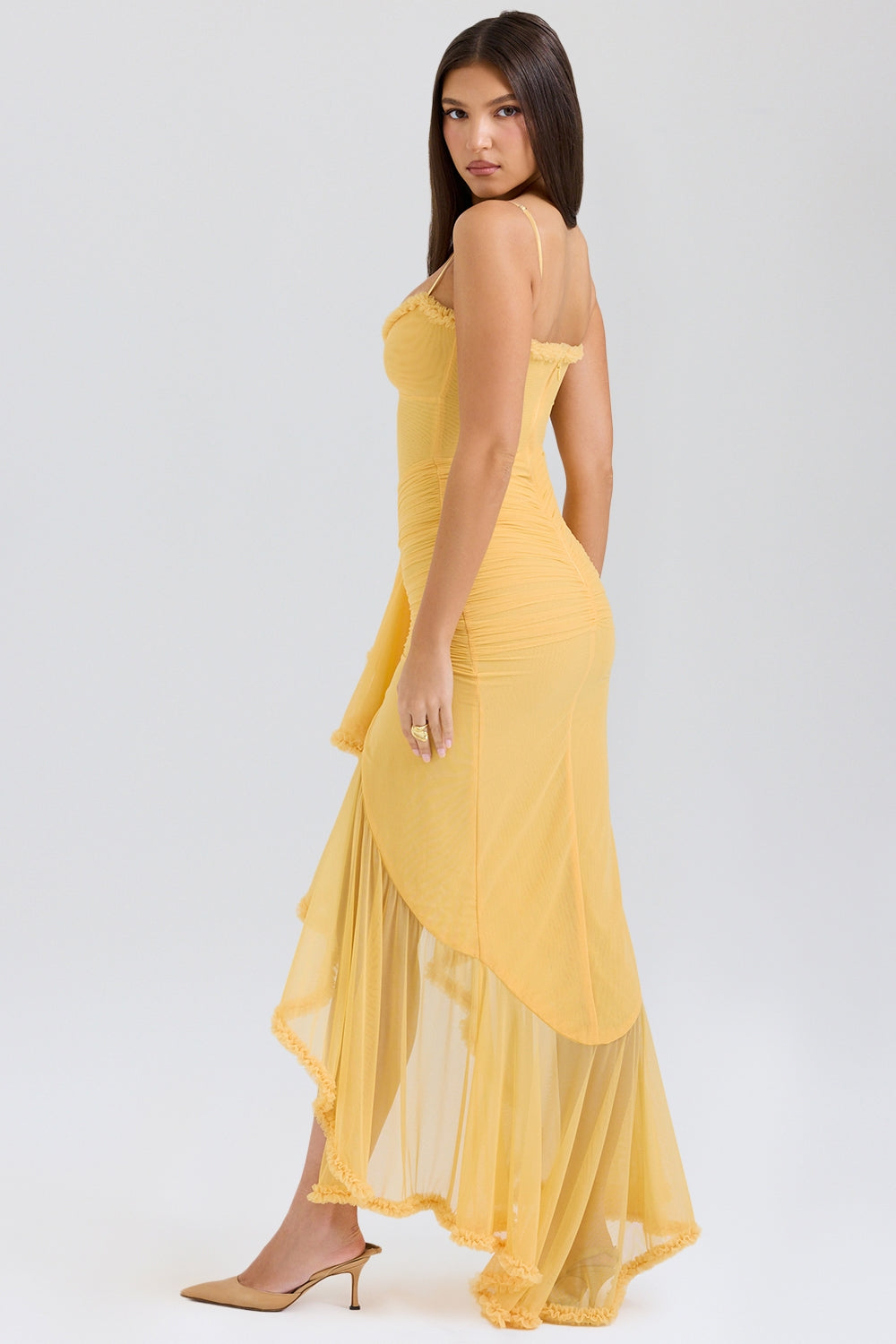 Marisse – Ruffled Mesh Maxi Dress